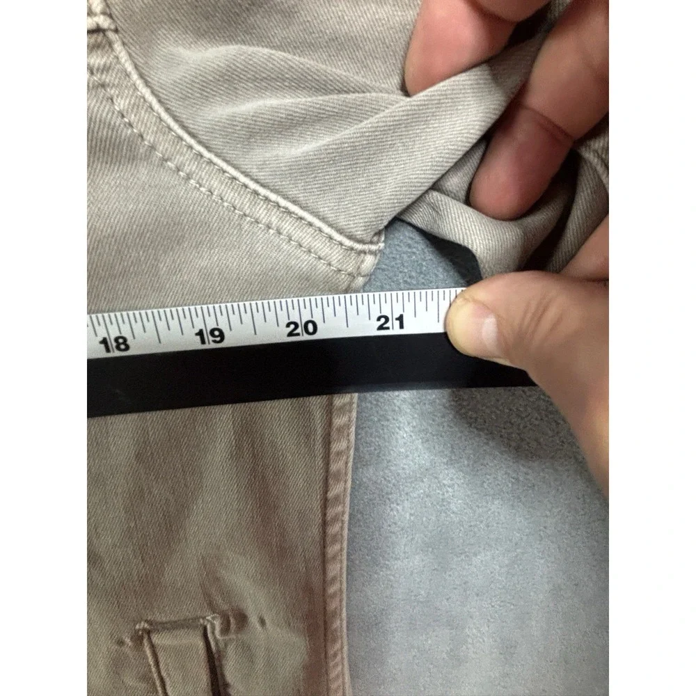 Mugsy Dusker Men's Med Jacket Stretch Denim Khaki Tan Button Up Front